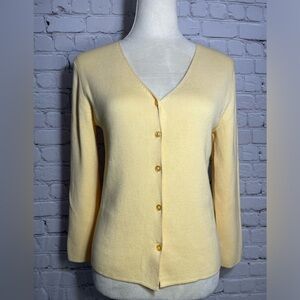 ERIK STEWART Petite YELLOW KNITTED CARDIGAN WOMEN LONG SLEEVES BUTTONS SIZE PP